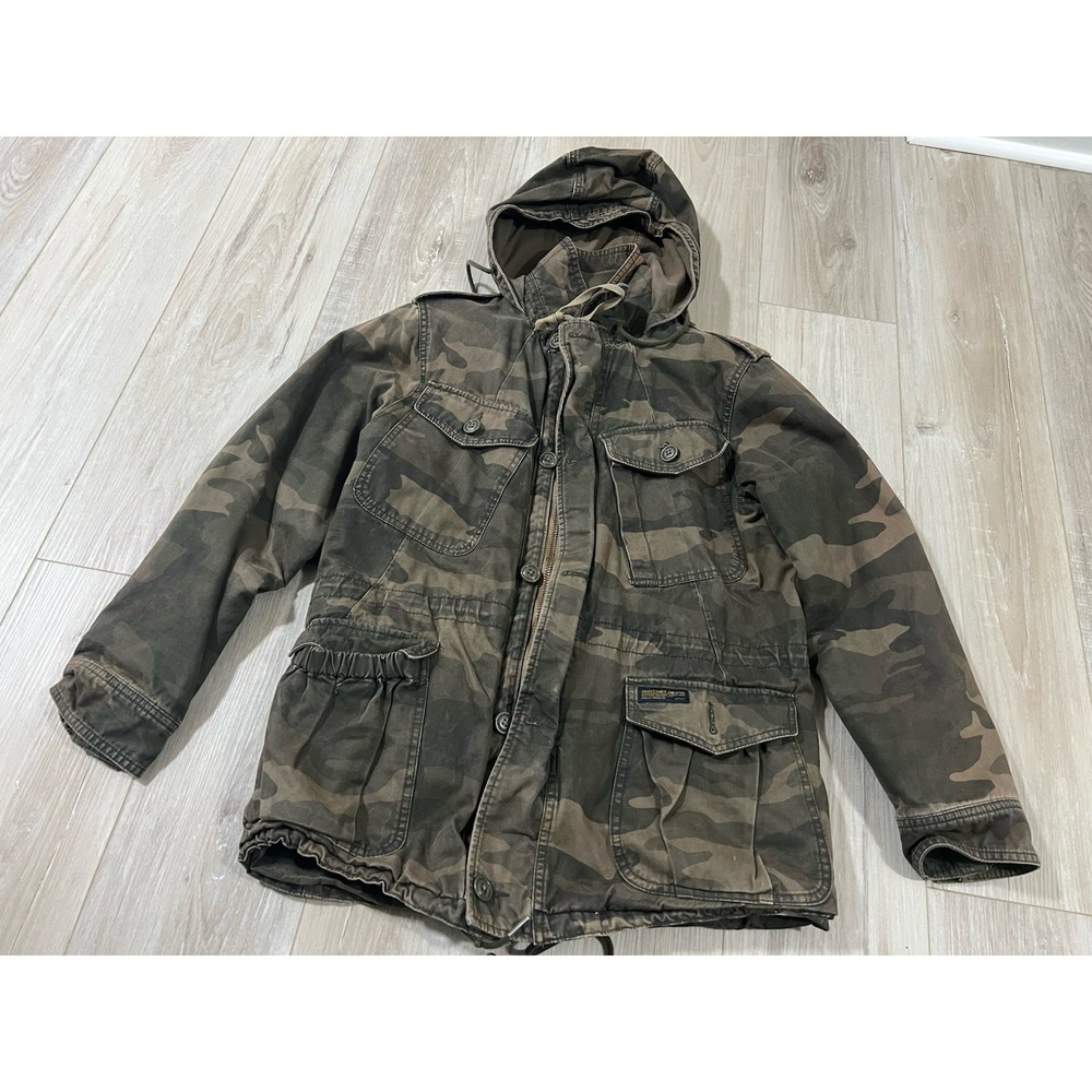 Abercrombie & Fitch Camp Field Jacket Men's S Hooded Heavy Military Utility Y2K